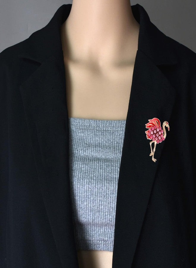 OIDIMS Flamingos Wild Animal Brooch Lapel Pin Women's Rhinestone Crystal Delicate Enamel Bird Flamingo Pins Brooches Corsage for Women Fashion Dress Hat Bag Suit Tie Wedding Accessories Jewelry (Pink) - Image 3