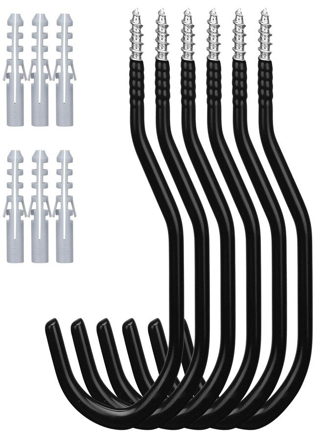 HORUSDY 6-Pack Heavy Duty Garage Storage Hooks, 6" Utility Wall Hooks for Tools, Ladders, Bikes, Hoses & Cords - Steel Garage Organizer Hooks for Wall Mount Storage Systems - Image 1