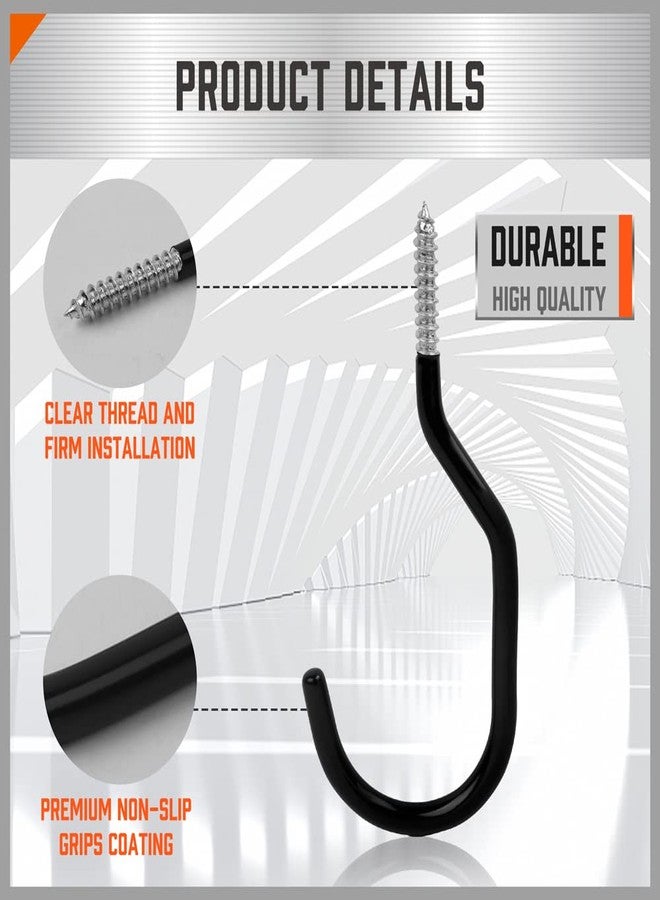 HORUSDY 6-Pack Heavy Duty Garage Storage Hooks, 6" Utility Wall Hooks for Tools, Ladders, Bikes, Hoses & Cords - Steel Garage Organizer Hooks for Wall Mount Storage Systems - Image 3