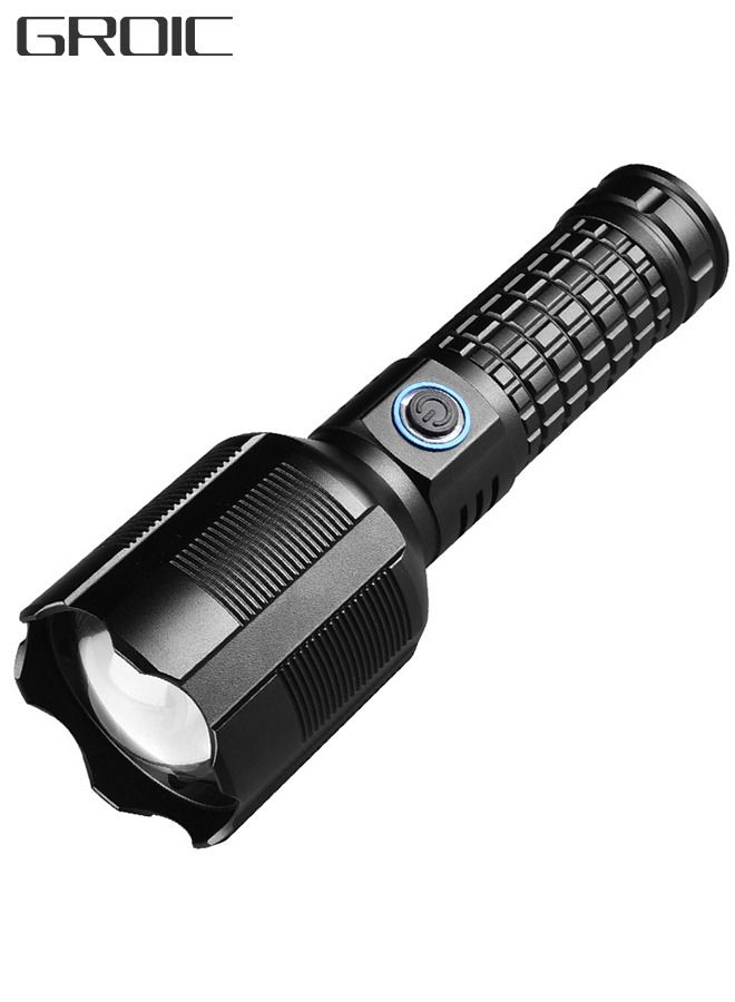 GROIC USB Rechargeable Led Flashlight, 100000 Lumens Super Bright High Lumens, 3 Modes, IPX6 Waterproof, Tactical Flash Light for Outdoor - Image 1