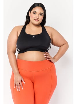 Adidas Women Brand Logo Padded Medum Support Sports Bra, Black  - Image 1