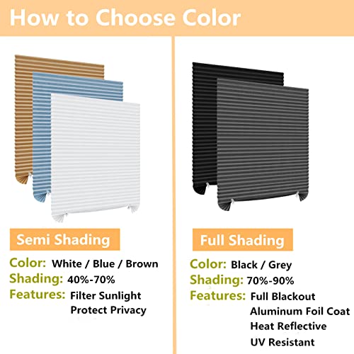 Maritown Window Blinds Cordless No Drill Cut to Size Clip On Stick On Self Adhesive Temporary Blinds Pleated Paper Blinds for Windows Doors Shades for Home Nursery Bedroom Kitchen Bathroom - Image 4