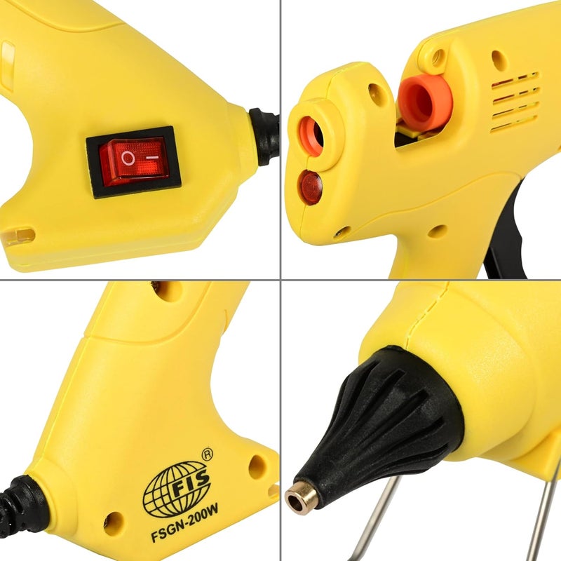 FIS Electric Glue Gun 200W with ON/OFF Switch and Built-in Stand - Yellow - Image 4