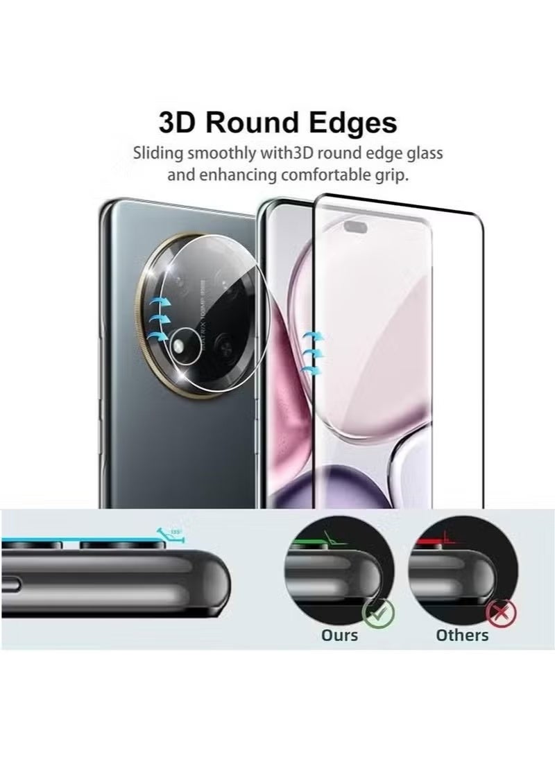 JAJEEK [2+2 حزمة] واقي شاشة متوافق مع Honor X9c مع واقي عدسة الكاميرا - تغطية كاملة زجاج مقسى 9H، شفاف عالي الدقة، مقاوم للخدوش، خالي من الفقاعات، مضاد لبصمات الأصابع - Image 5