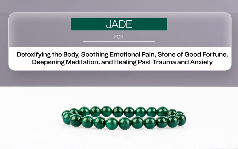 GEMSMANTRA Jade Stretchable Crystal Bracelet | 8mm Round Cut Beads | Unisex Healing Bracelet for Men & Women | Promotes Emotional Balance, Luck & Prosperity - Image 3