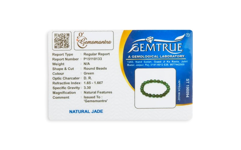 GEMSMANTRA Jade Stretchable Crystal Bracelet | 8mm Round Cut Beads | Unisex Healing Bracelet for Men & Women | Promotes Emotional Balance, Luck & Prosperity - Image 4