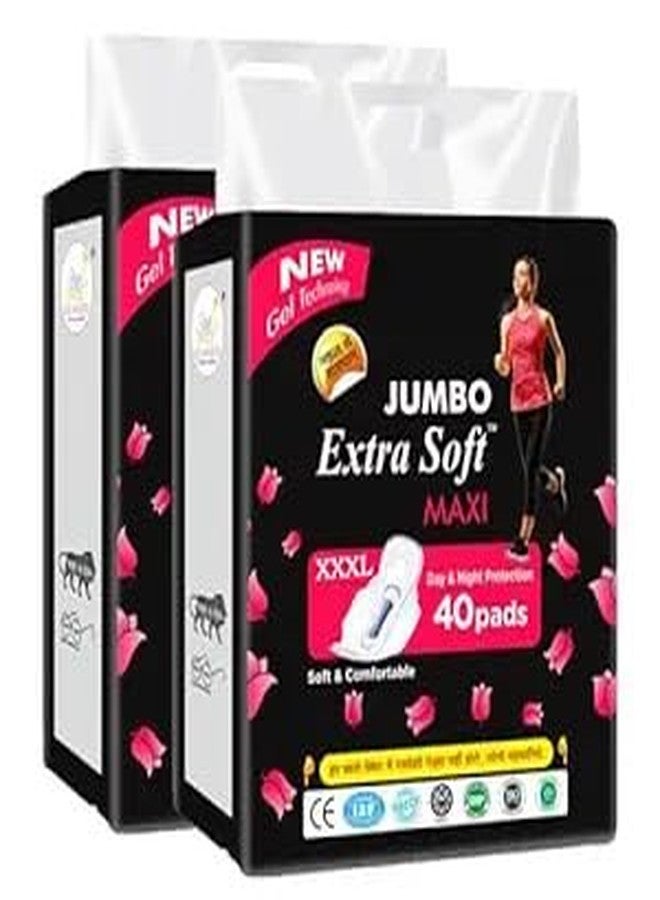 dharmik Extra Soft Dry Maxi XXXL |Combo Pack 80 Pads|All Day and Night XXXL Dry Cover Sanitary Pads For Women|Convert Heavy Flow Into Gel|Odour Control|Absorbs 2X More With Wider Back|Superior Dry Feel 320mm - Image 1