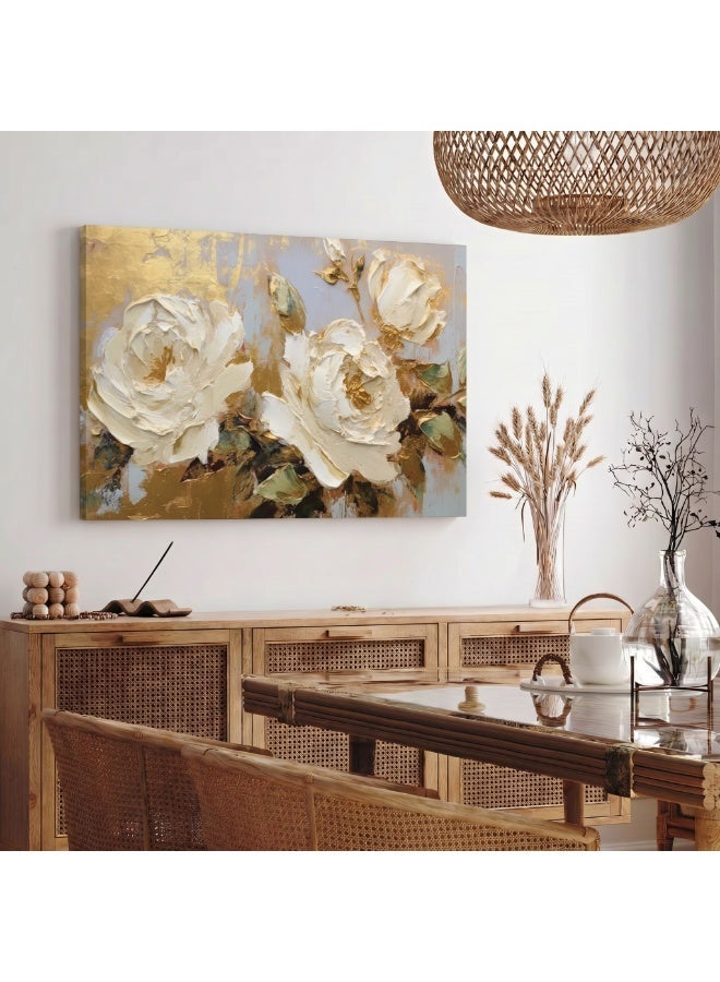 Lohati Canvas Wall Art: Floral Design with Gold, Brown, and Beige Gradients - Image 5