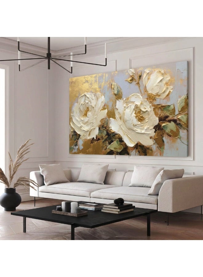 Lohati Canvas Wall Art: Floral Design with Gold, Brown, and Beige Gradients - Image 2