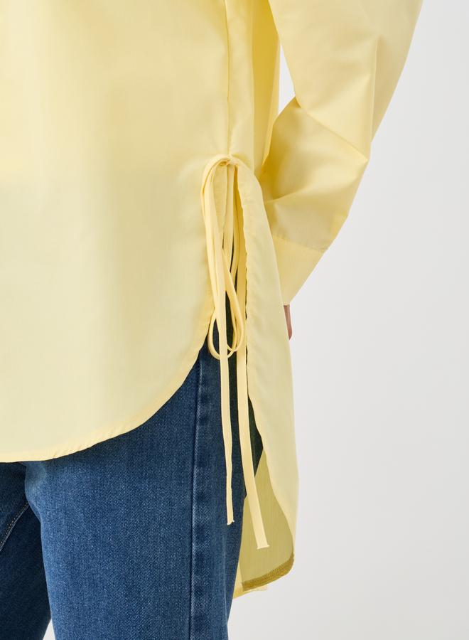 Styli Oversized High-Low Hem Shirt with Tie Detail - Image 3