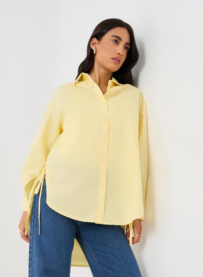 Styli Oversized High-Low Hem Shirt with Tie Detail - Image 1