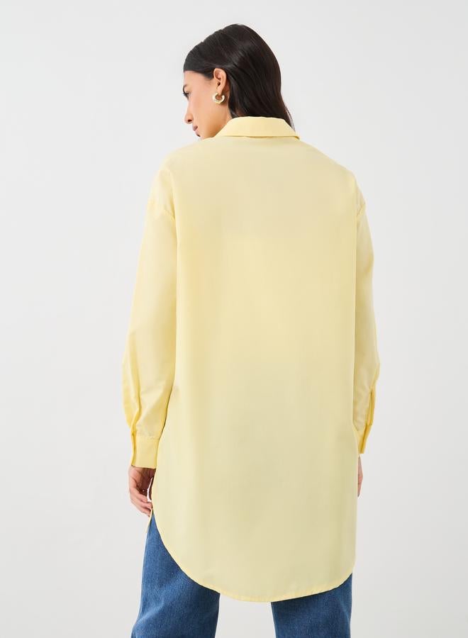 Styli Oversized High-Low Hem Shirt with Tie Detail - Image 4