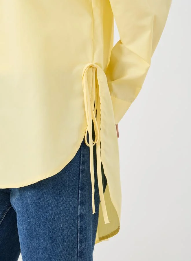 Styli  Styli Oversized High-Low Hem Shirt with Tie Detail for Women | Best Price UAE