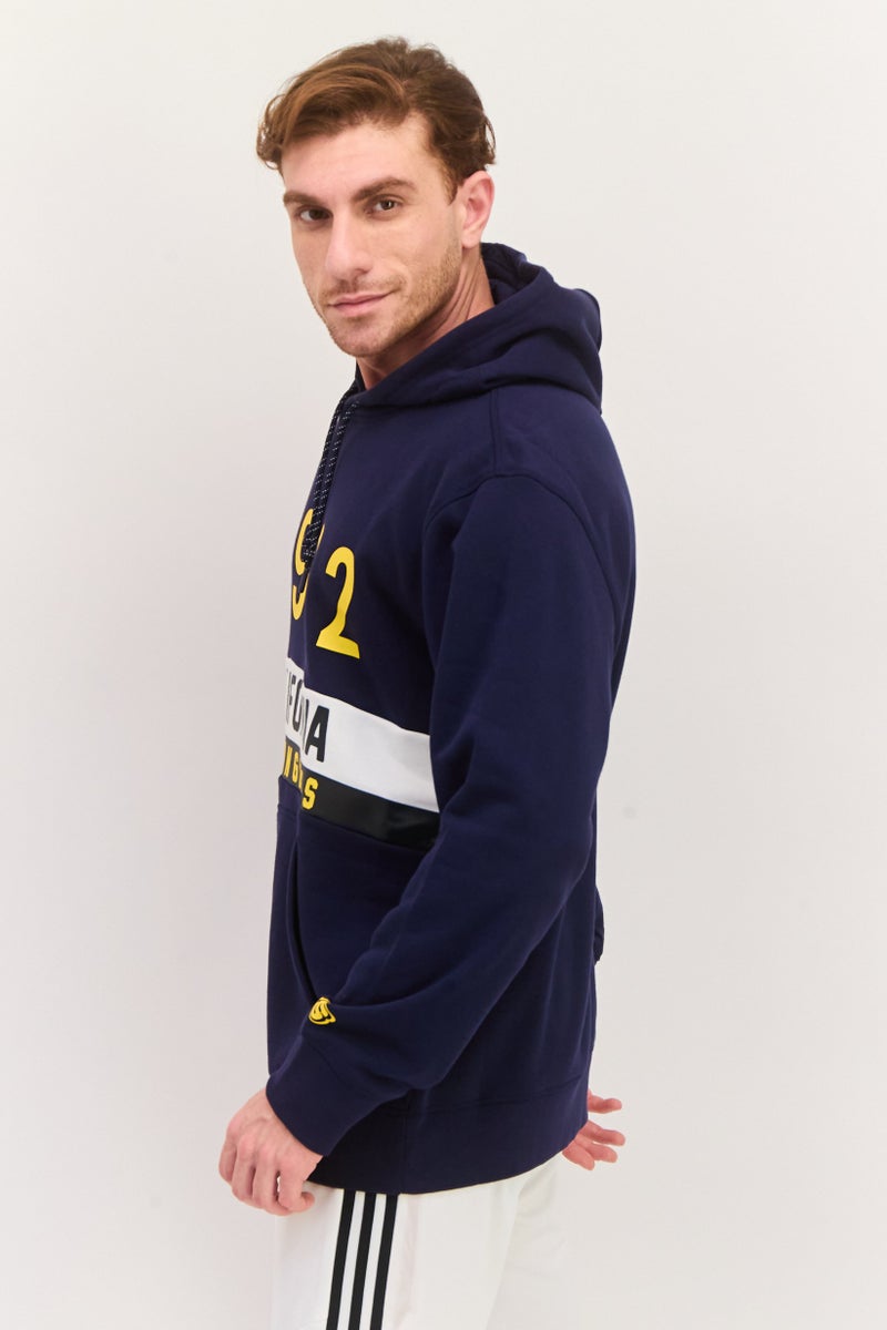 SKECHERS Men Sportswear Fit Long Sleeve Outdoor Hooded Sweatshirt, Navy Blue - Image 2