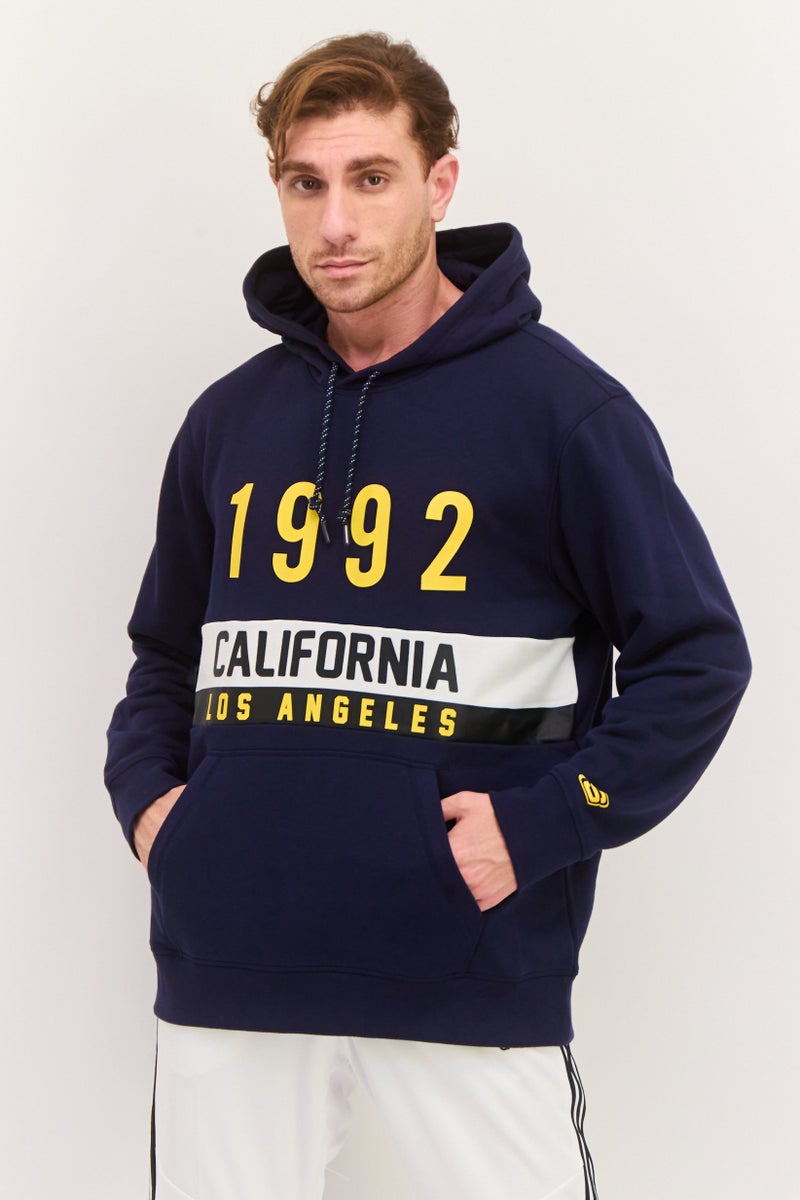 SKECHERS Men Sportswear Fit Long Sleeve Outdoor Hooded Sweatshirt, Navy Blue - Image 1