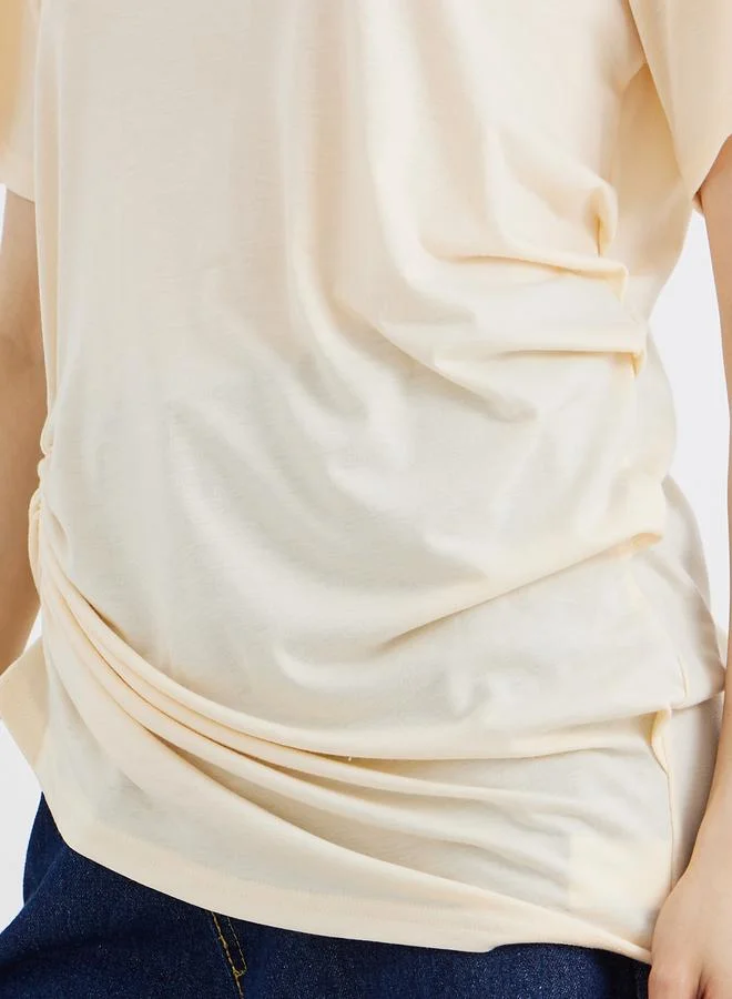 تايك تو Take Two Solid Gathered Hem Oversized T-Shirt