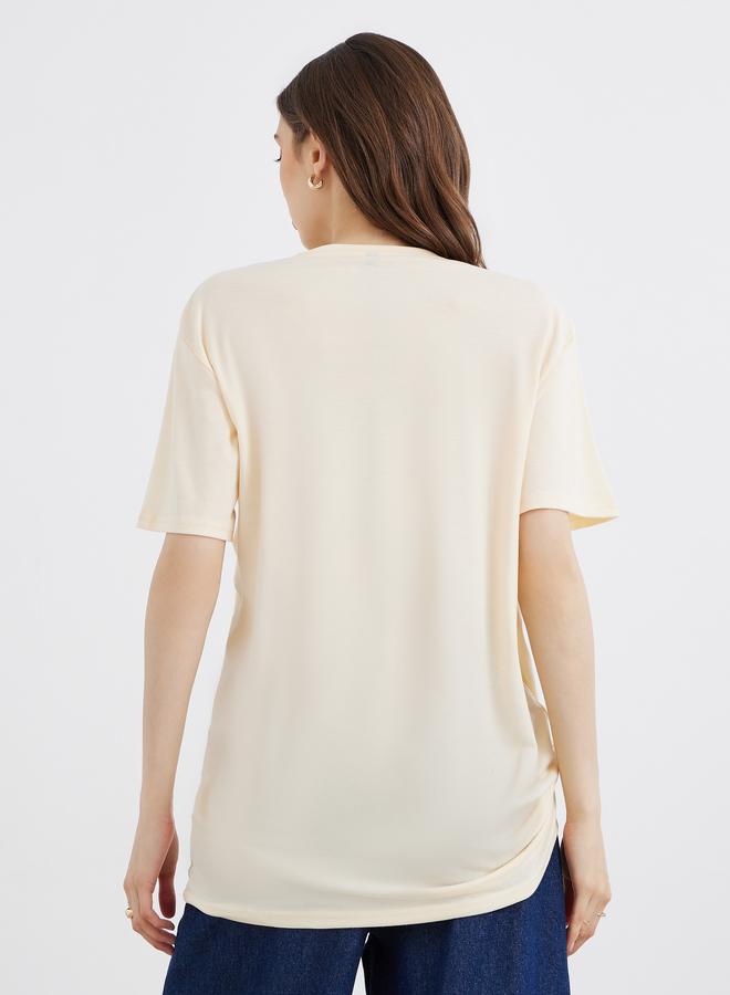 Take Two Solid Gathered Hem Oversized T-Shirt - Image 4