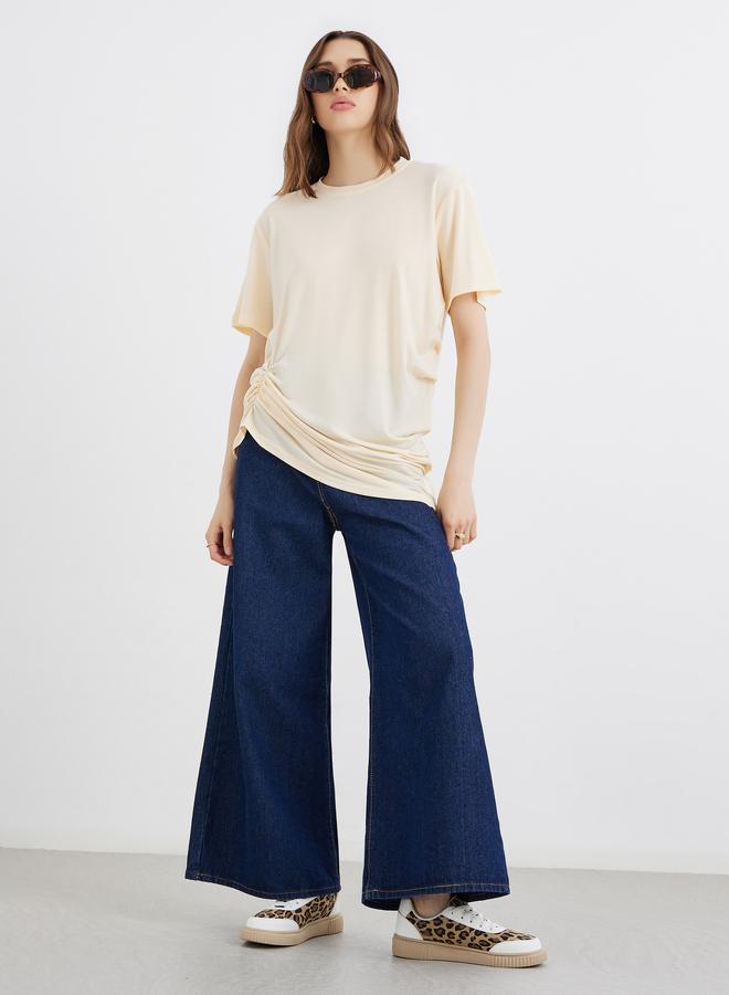 Take Two Solid Gathered Hem Oversized T-Shirt - Image 2