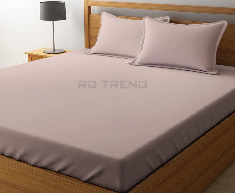 RD TREND® Premium Elastic Fitted Bedsheets for King Size Double Bed(78x72x8 Inches) with 2 Pillow Covers Size (18x28 Inches) Color- Beige - Image 2