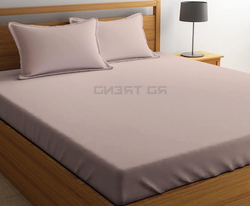 RD TREND® Premium Elastic Fitted Bedsheets for King Size Double Bed(78x72x8 Inches) with 2 Pillow Covers Size (18x28 Inches) Color- Beige - Image 1