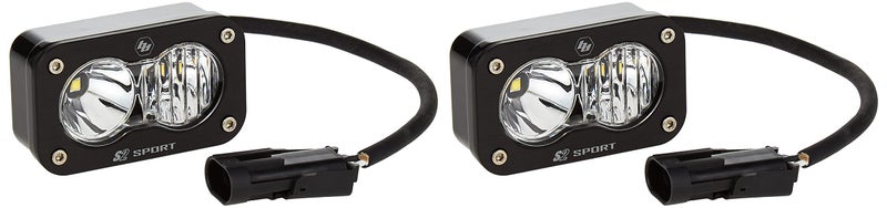 Baja Designs S2 Sport Black LED Light Pod Pair 2PCS LED with Wiring Harness DrivingCombo Clear