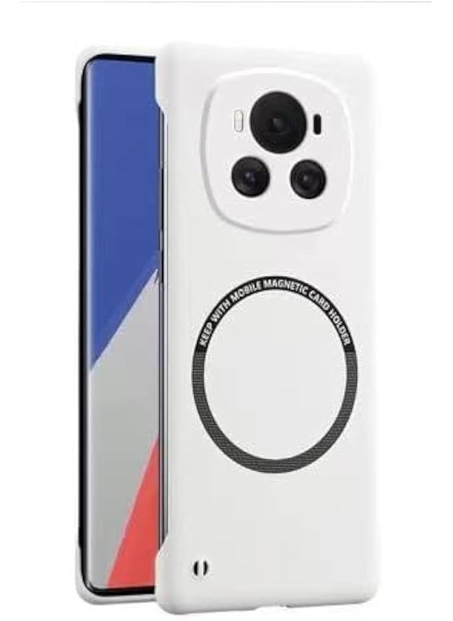 erorex Magnetic Frameless Case Compatible With Honor Magic 6 Pro 5G Matte Hard Pc Wireless Charging Cover For Magic 6 Pro Fundas White 