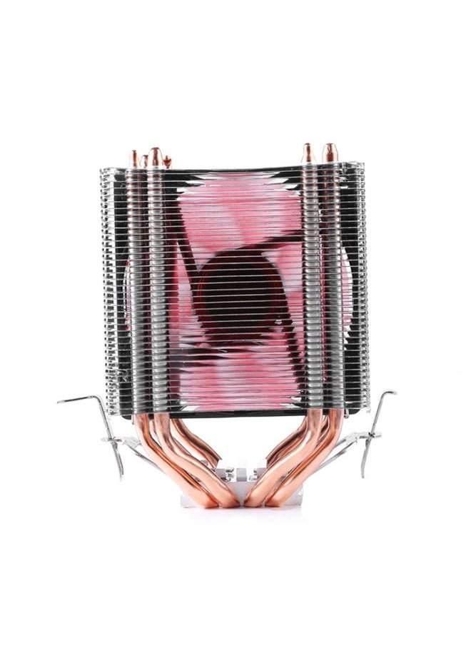 Desktop Computer 4 Copper Tube CPU Radiator Super Quiet Red Light 3-pin Single Fan