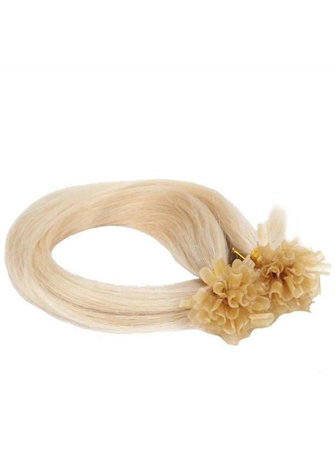 SEGO Pre Bonded U Tip Hair Extensions Human Hair 100 Strands Keratin Fushion Nail Tip Human Hair Extensions 100% Real Remy Hair Silky Straight #60 Platinum Blonde 16 inches 50g  - Image 4