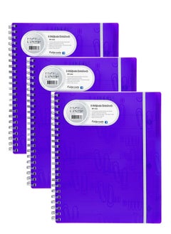 Foldermate 3-Piece A4 Size Spiral Subject Notebook With Elastic Closure Dark Blue Cover  - Image 1