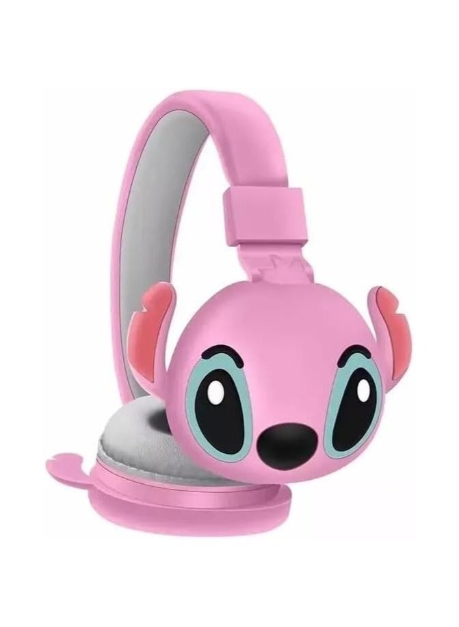 Hamzone Kids Bluetooth Wireless Headphones with Mic, Cartoon Stitch Design, Foldable Over-Ear Headphones, Soft Cushions, HiFi Stereo Sound, Anime 3D Ears, AH-806 Blue, Perfect Gift for Kids - Image 5