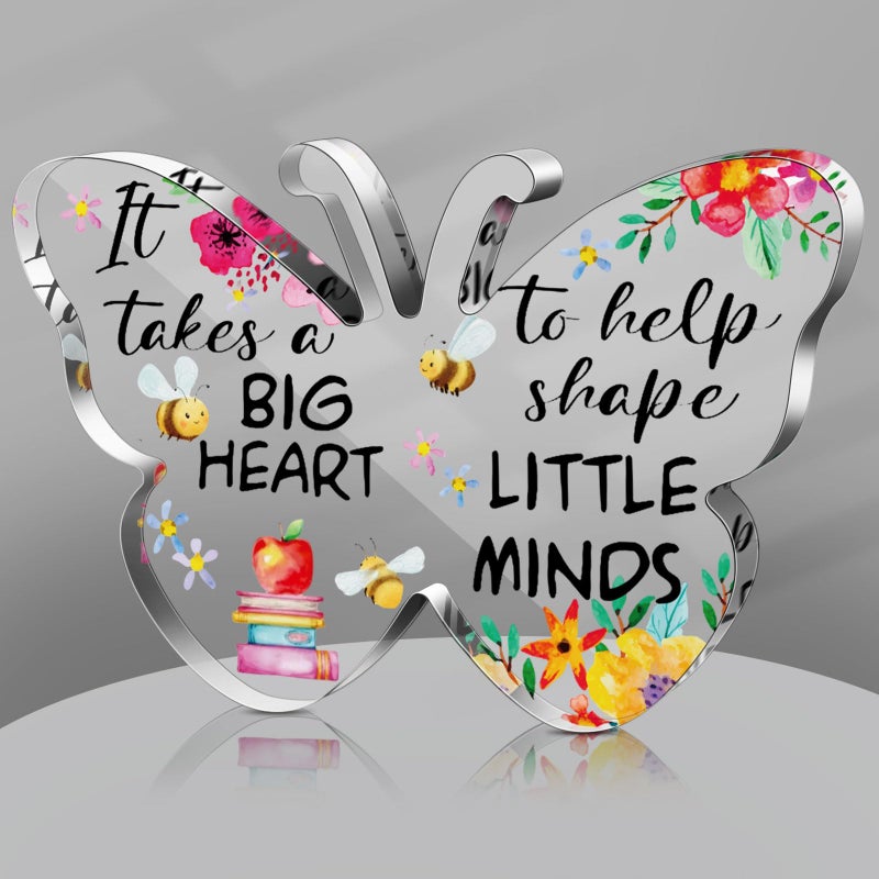 Perthlin Christmas Teacher Appreciation Gifts for Women Acrylic Thank You Gift from Student for Office Desk Decor Paperweight KeepsakeVivid Butterfly