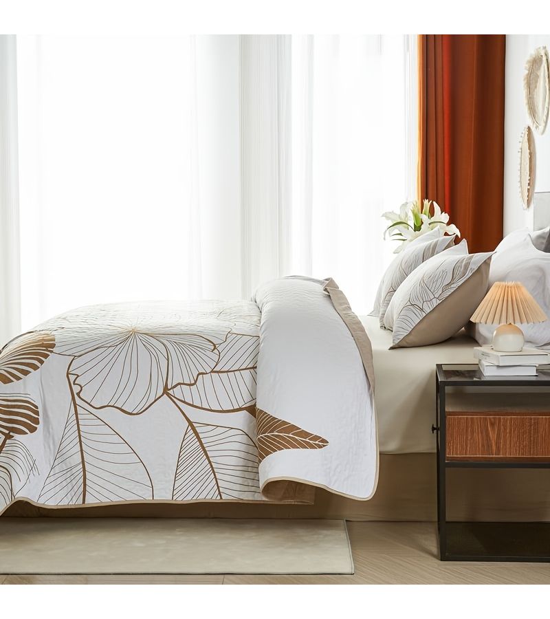 Multicolor Floral Bedding Set King Size Soft Breathable Bedspread Coverlet 3 Piece - Image 5