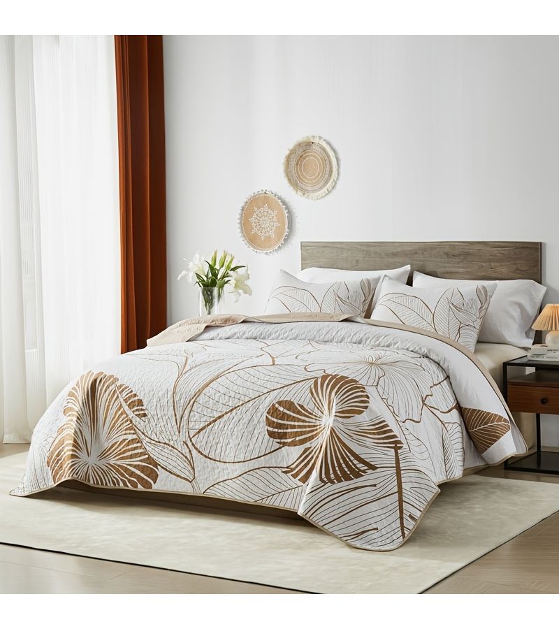 Multicolor Floral Bedding Set King Size Soft Breathable Bedspread Coverlet 3 Piece - Image 2