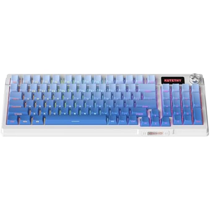 KUTETHY KY95 98% WIRELESS GASKET RGB GAMING KEYBOARD,3-MODES 95 KEYS HOT-SWAP MECHANICAL KEYBOARD,DEDICATED KNOB CONTROL ON-SCREEN DISPLAY,SIDE PRINTED PBT KEYCAPS,CLICKY PRE-LUBED 3.0 BLUE SWITCH - Image 2