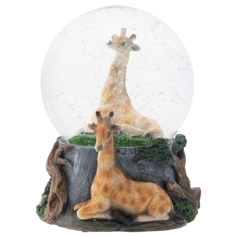 Elanze Designs Giraffe Friend Couple 100MM Sturdy Wind Up Musical Glitter Water Snow Globe Magical Tabletop Dresser Nightstand Figurine Decoration Plays Tune Born Free