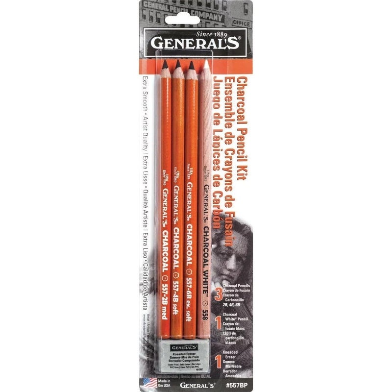 Generals CHARCL PENCIL KIT4PENCLS ERASR