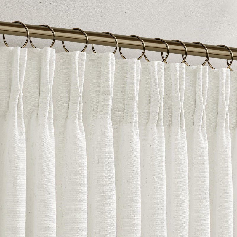 Seeluck Linen Curtains 90 Inches Long Pinch Pleated for Living Room Bedroom 2 Panels Set Light Filtering Semi Sheer Pinch Pleat Hooks Rings Back Tab Memory Trained Cream Ivory Window Drapes 90 Inch Length - Image 1