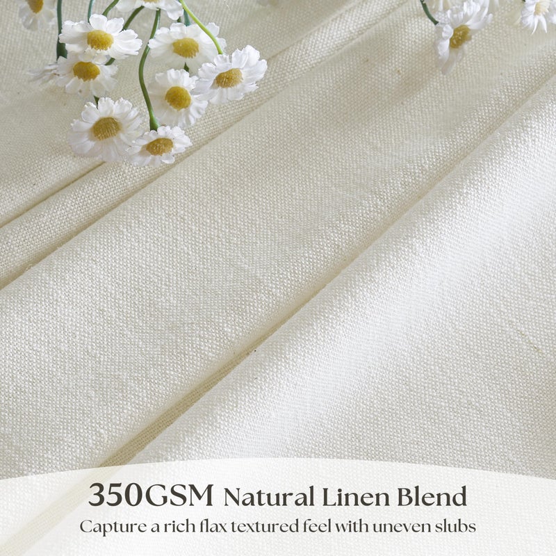 Seeluck Linen Curtains 90 Inches Long Pinch Pleated for Living Room Bedroom 2 Panels Set Light Filtering Semi Sheer Pinch Pleat Hooks Rings Back Tab Memory Trained Cream Ivory Window Drapes 90 Inch Length - Image 3