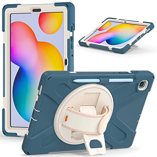 ProElite Rugged 3 Layer Armor case Cover for Samsung Galaxy Tab S6 Lite 10.4 Inch 2024 SM-P610/P615 with S Pen Holder, Hand Grip and Rotating Kickstand, Cornflower Blue - Image 4