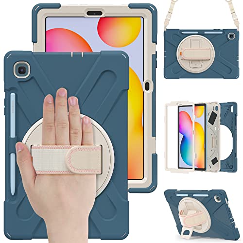 ProElite Rugged 3 Layer Armor case Cover for Samsung Galaxy Tab S6 Lite 10.4 Inch 2024 SM-P610/P615 with S Pen Holder, Hand Grip and Rotating Kickstand, Cornflower Blue - Image 3