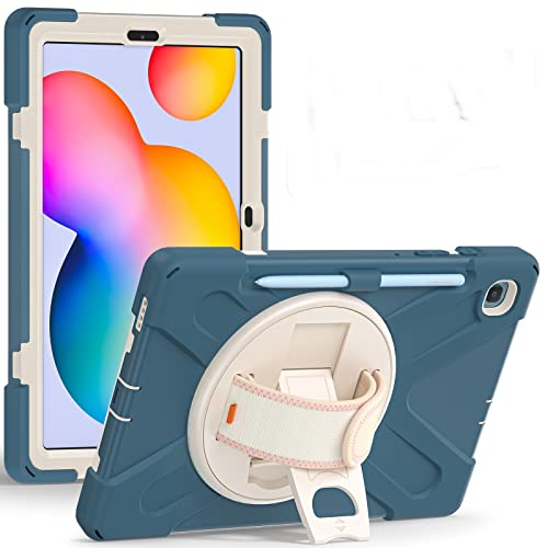 ProElite Rugged 3 Layer Armor case Cover for Samsung Galaxy Tab S6 Lite 10.4 Inch 2024 SM-P610/P615 with S Pen Holder, Hand Grip and Rotating Kickstand, Cornflower Blue - Image 1
