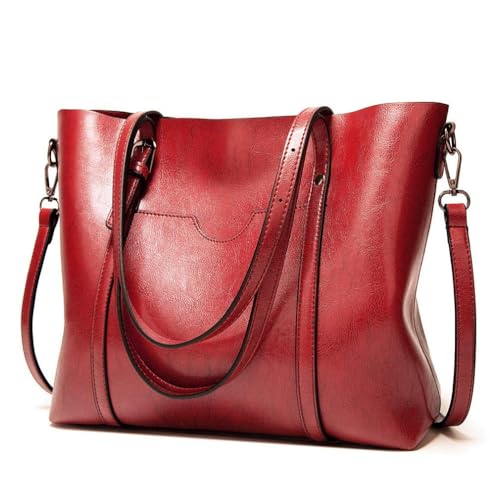 Pahajim Womens Leather Purses and Handbags Top Handle Satchel Bags Tote Bags Tote Purses for Women (red) - Image 1