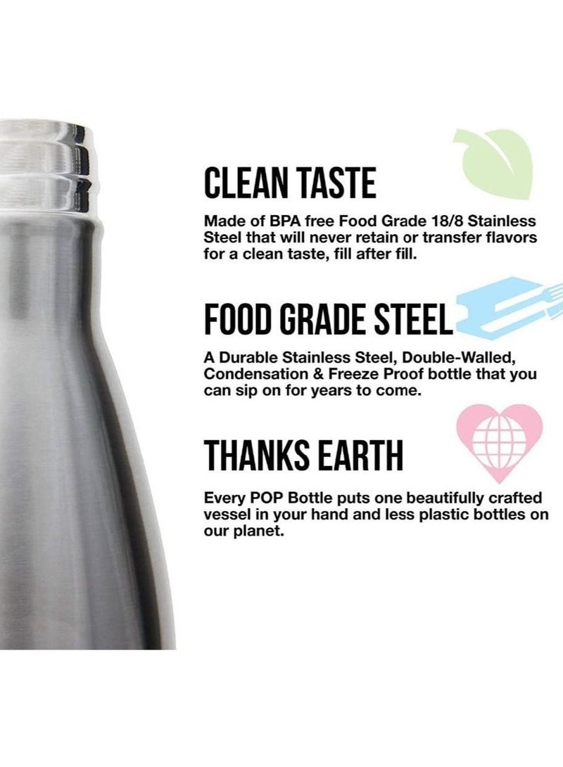 Nessan 750ml Sport Water Bottle Vacuum Insulated Stainless Steel Sport Water Bottle Leak-Proof Double Wall Cola Shape Water Bottle, Keep Drinks Hot & Cold - White