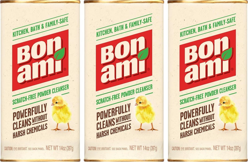 Bon ami Powder Cleanser (14 oz, 3 Pack) Works as A Kitchen Countertop Cleaner and Bathroom Tile Cleaner, No Scratch Earth Friendly Home Cleaner - Image 1
