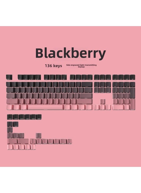 PBT Keycaps Translucent Gradient Original Profile Blackberry side engraved light transmission small full set (all kinds of matching key number is fully compatible)