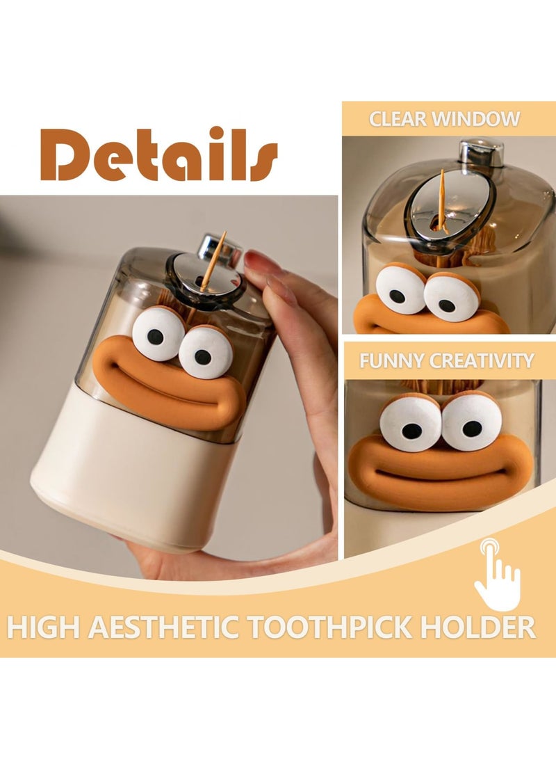 SYOSI 2 PCS Toothpick Holder Set, Cute Automatic Pop-up Toothpick Dispenser with Big Mouth and Big Eyes Design, Novelty Toothpick Container for Kitchen, Living Room, Dining Area (Big Mouth+Big Eyes) - Image 2