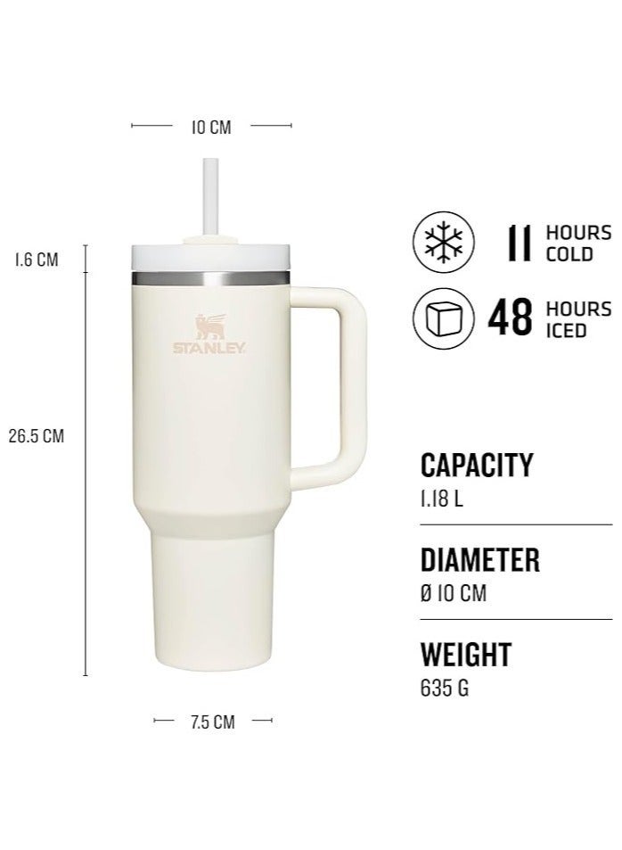 ستانلي كوب ستانلي كوينشر H2.0 فلو ستيت المصنوع من الفولاذ المقاوم للصدأ والمُعزل بالفراغ مع غطاء وقشة للمياه أو الشاي المثلج أو القهوة (جلاسير 40 أونصة) - Image 4