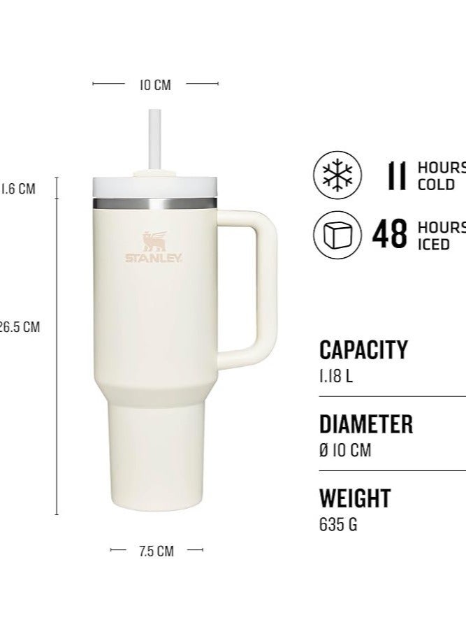 ستانلي كوب ستانلي كوينشر H2.0 فلو ستيت المصنوع من الفولاذ المقاوم للصدأ والمُعزل بالفراغ مع غطاء وقشة للمياه أو الشاي المثلج أو القهوة (جلاسير 40 أونصة) - Image 5