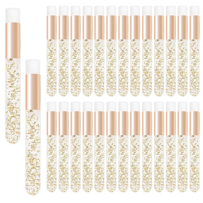 Mekupeu 30PCS Crystal Lash Extension Cleanser Shampoo Brushes Peel Off Blackhead Brush Remover Tool,Nose Pore Deep Cleaning Brush For Eyelash Extensions (glittler gold) - Image 1