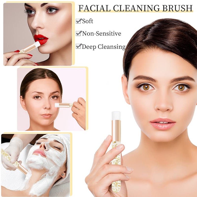 Mekupeu 30PCS Crystal Lash Extension Cleanser Shampoo Brushes Peel Off Blackhead Brush Remover Tool,Nose Pore Deep Cleaning Brush For Eyelash Extensions (glittler gold) - Image 4